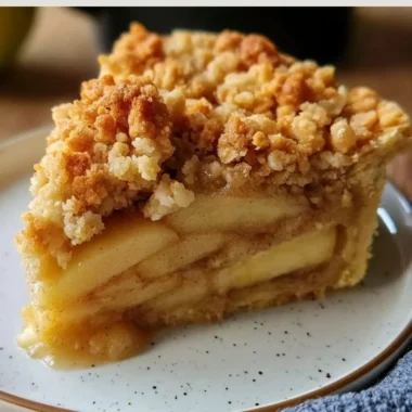Delicious homemade Dutch apple pie fresh from the oven, served with ice cream