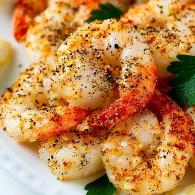Delicious air fryer shrimp served with garlic and herbs, ready to enjoy.