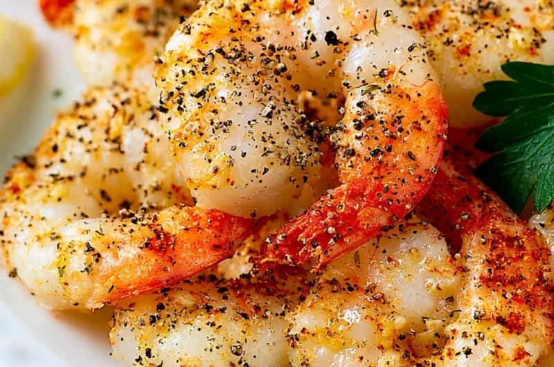 Delicious air fryer shrimp served with garlic and herbs, ready to enjoy.