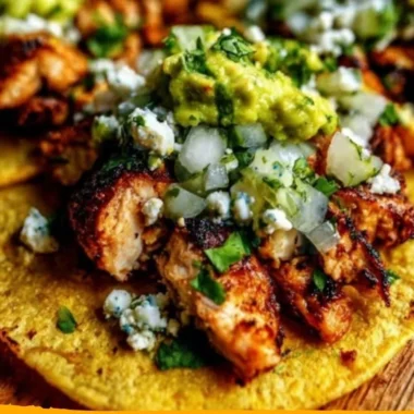 Cozy chicken street tacos with fresh toppings in a vibrant setting