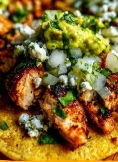 Cozy chicken street tacos with fresh toppings in a vibrant setting