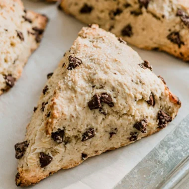 Cozy chocolate chip sourdough scones fresh from the oven