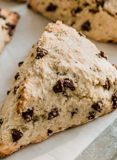 Cozy chocolate chip sourdough scones fresh from the oven