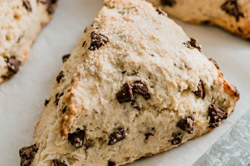 Cozy chocolate chip sourdough scones fresh from the oven