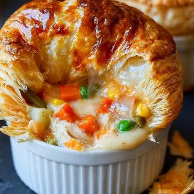 Delicious creamy chicken pot pie with flaky crust and fresh ingredients