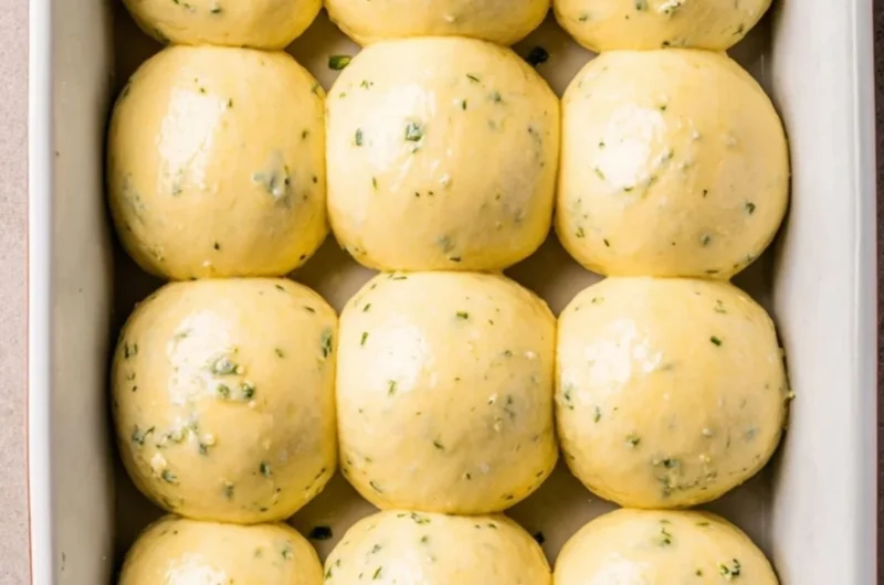 Freshly baked cozy garlic bread rolls ready to serve
