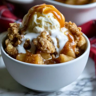 Cozy gluten-free apple crisp with baked apples and crispy topping
