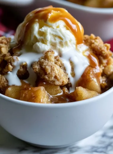Cozy gluten-free apple crisp with baked apples and crispy topping