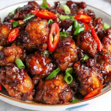Cozy Mongolian Chicken served in a bowl with vegetables and sauce