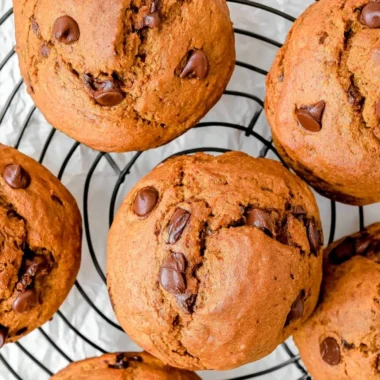Delicious cozy pumpkin protein muffins on a plate