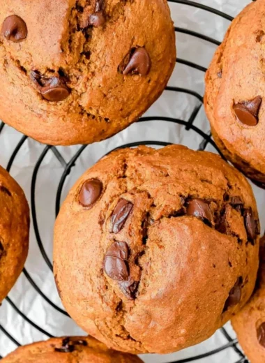 Delicious cozy pumpkin protein muffins on a plate