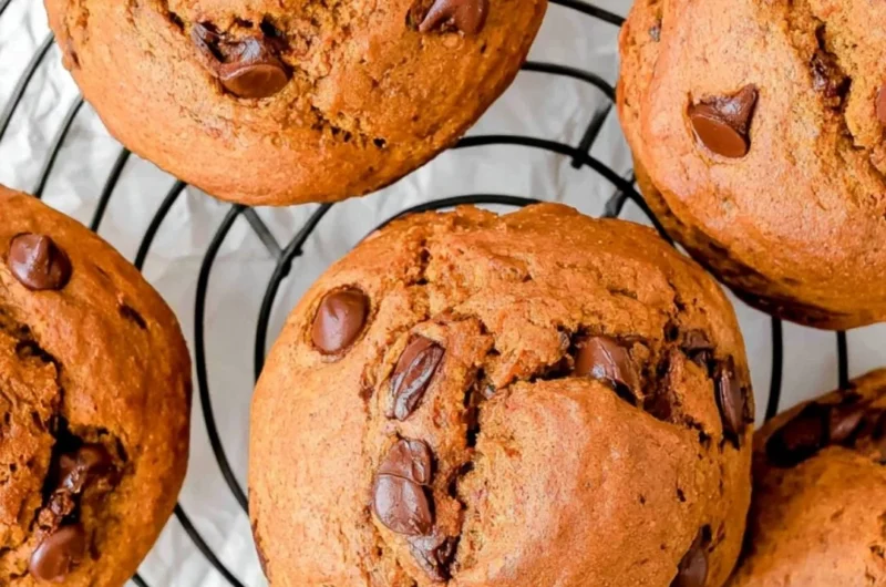 Delicious cozy pumpkin protein muffins on a plate