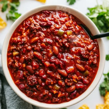 Bowl of cozy slow cooker chili topped with fresh herbs