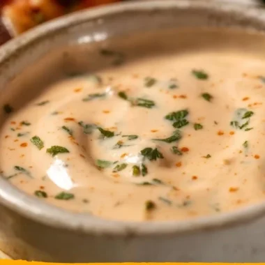 Creamy and spicy fish taco sauce served in a bowl with fresh ingredients.