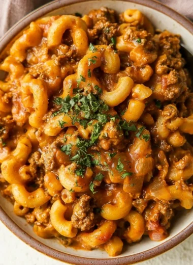 Healthy gluten-free and dairy-free Hamburger Helper dish served in a bowl