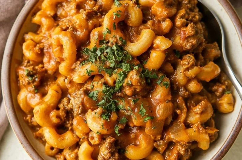 Healthy gluten-free and dairy-free Hamburger Helper dish served in a bowl
