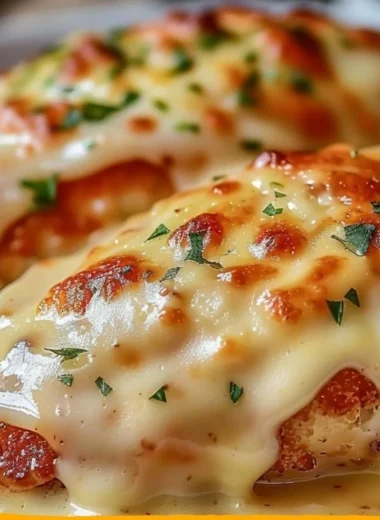 Delicious ultimate chicken parmesan topped with marinara sauce and melted cheese