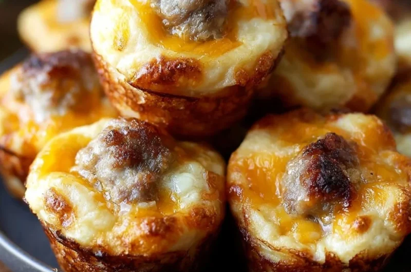 Flavor-packed high-protein sausage pancake mini muffins on a plate