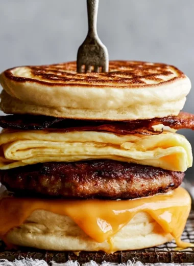 Delicious Homemade McGriddle ready in under 30 minutes with fluffy pancakes and syrup