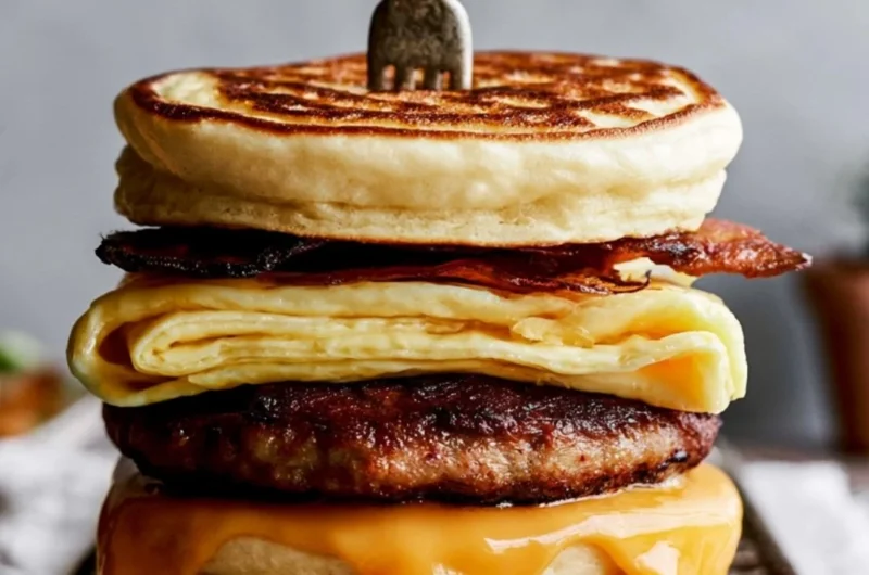 Delicious Homemade McGriddle ready in under 30 minutes with fluffy pancakes and syrup