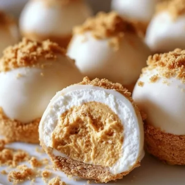 No bake pumpkin cheesecake balls covered in graham cracker crumbs.