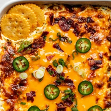 Creamy jalapeno popper dip served in a bowl with chips