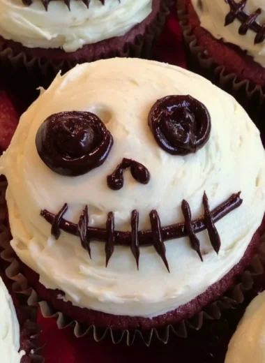 Creepy Halloween skull cupcakes decorated for a spooky celebration.
