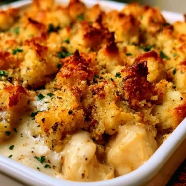 Delicious easy chicken casserole baked in a creamy sauce with vegetables.