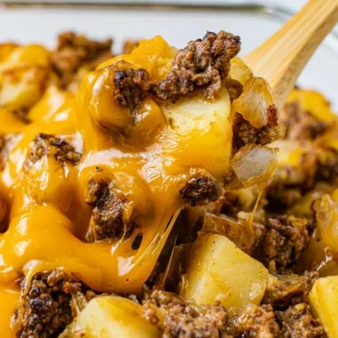Delicious Hamburger Hash served in a bowl with vegetables and spices