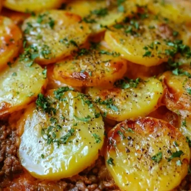 Delicious Hamburger Potato Casserole served in a dish