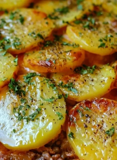 Delicious Hamburger Potato Casserole served in a dish