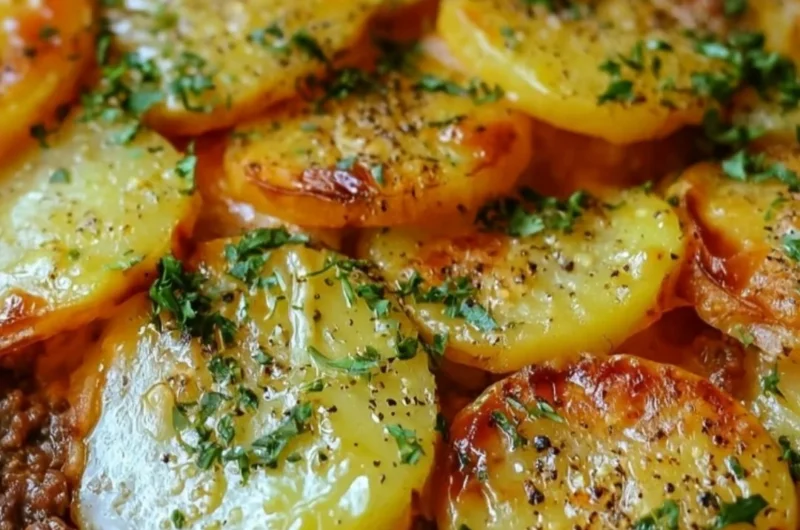 Delicious Hamburger Potato Casserole served in a dish