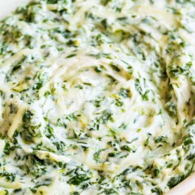 Delicious creamy spinach dip served in a bowl