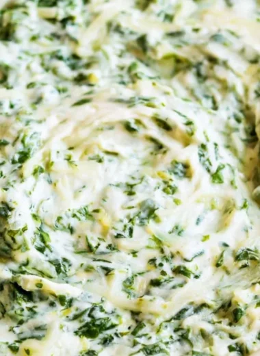 Delicious creamy spinach dip served in a bowl