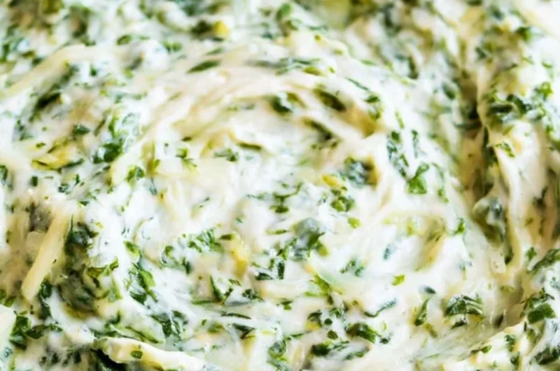 Delicious creamy spinach dip served in a bowl