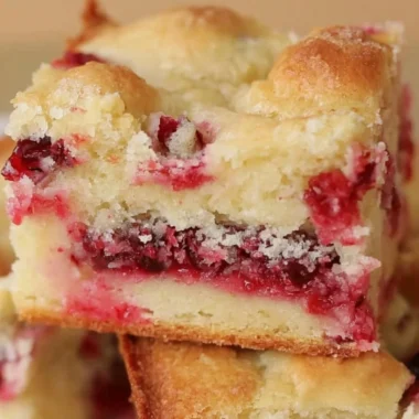 Deliciously moist cranberry Christmas cake topped with festive decorations.