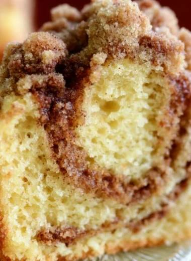Easy coffee cake made from a box cake mix with a crumbly top