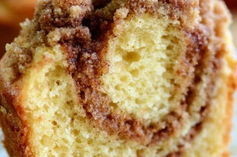 Easy coffee cake made from a box cake mix with a crumbly top