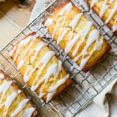 Delicious Eggnog Bread with Sugar Rum Glaze on a festive table