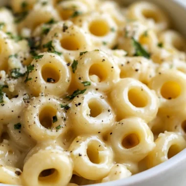 Plate of Garlic Butter Pasta garnished with parsley and grated cheese