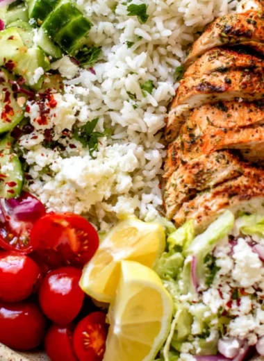 Delicious Greek Chicken Bowls made with fresh ingredients and Mediterranean flavors.