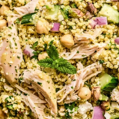 High Protein Jennifer Aniston Salad with fresh vegetables and healthy protein sources