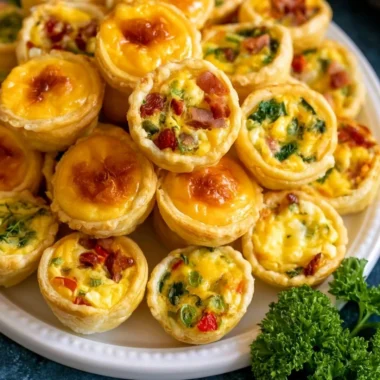 Delicious homemade mini quiches served on a platter