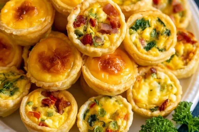 Delicious homemade mini quiches served on a platter