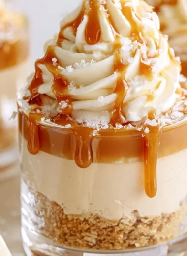 No-Bake Salted Caramel Cheesecake Cups for Easy Party Dessert