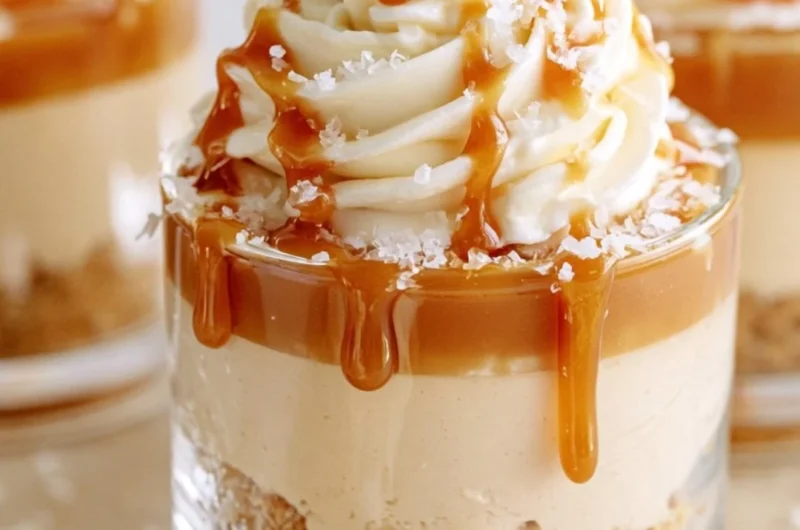 No-Bake Salted Caramel Cheesecake Cups for Easy Party Dessert