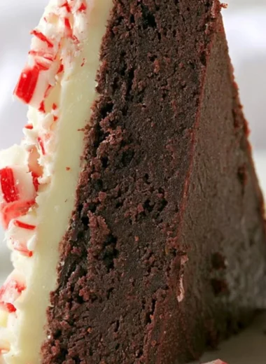 Deliciously layered Peppermint Bark Brownies with festive peppermint toppings