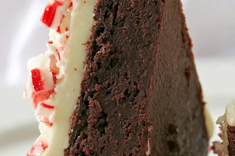 Deliciously layered Peppermint Bark Brownies with festive peppermint toppings
