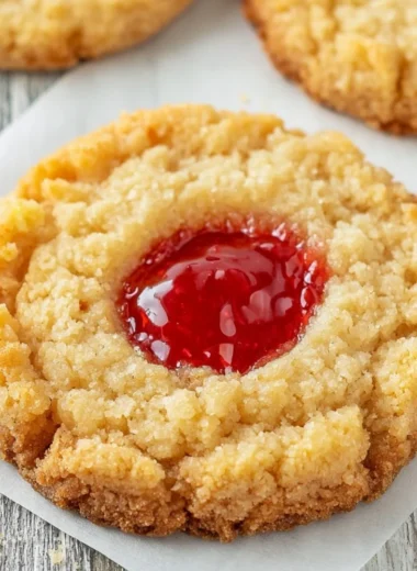 Homemade raspberry crumble cookies on a festive plate