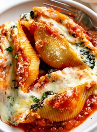 A plate of delicious stuffed shells filled with cheese and herbs